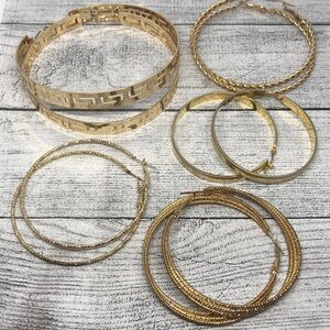 Bundle lot 5 gold tone statement earrings